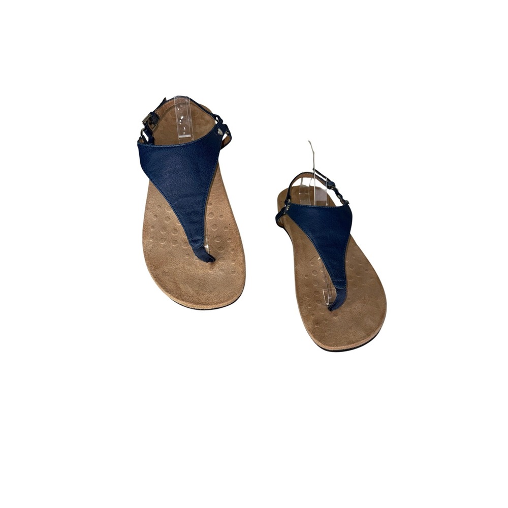 Vionic Kirra Navy Blue Leather Backstrap Orthotic Thong Sandals Womens 11